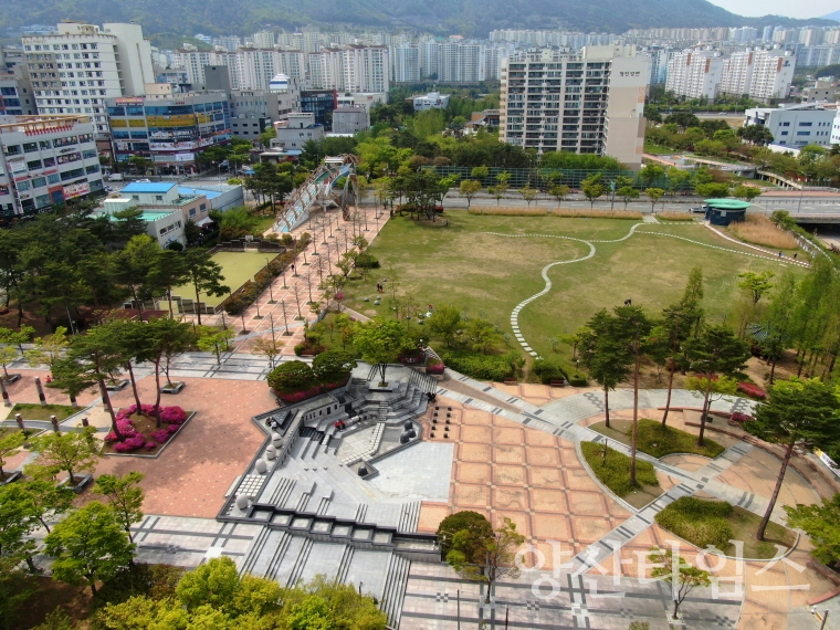 기장군이 복합 저류시설 조성을 추진하고 있는 정관 중앙공원 전경ⓒ양산타임스