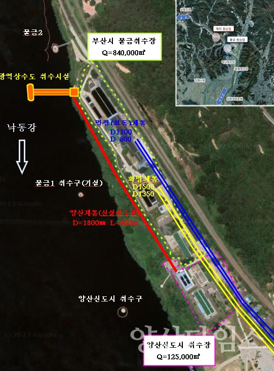 낙동강 취정수장 위치도ⓒ양산타임스