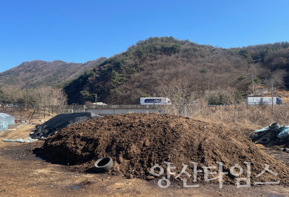 낙동강 녹조 대응(야적퇴비처리 전)ⓒ양산타임스