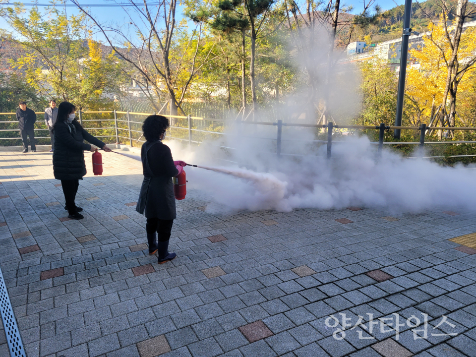 양산혁신지원센터 합동 소방훈련ⓒ양산타임스